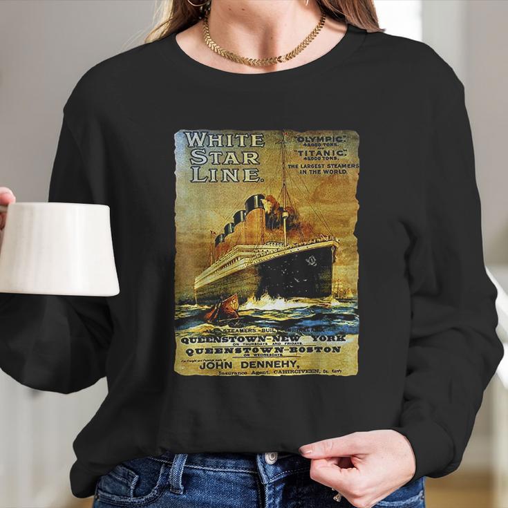 Titanic Sailing Ship Cruise Vintage Poster Long Sleeve T-Shirt Gifts for Her