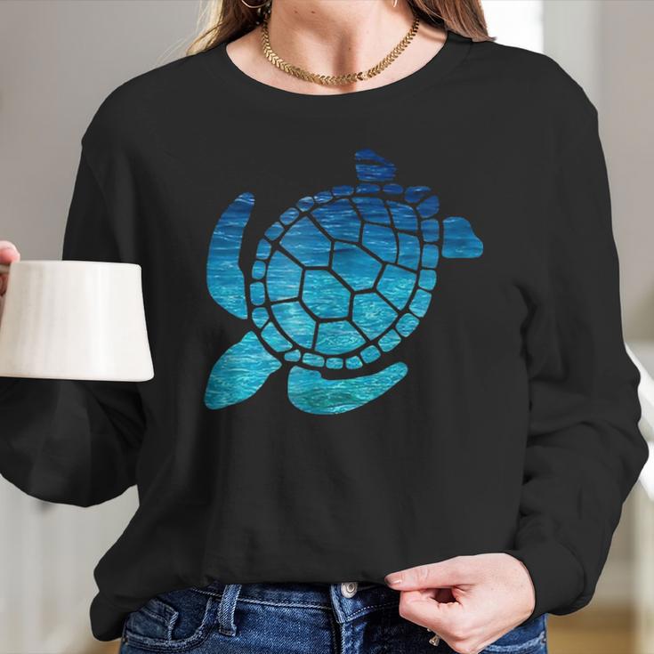 Turtle Lovers Blue Aqua Colors BeachCutes Long Sleeve T-Shirt Gifts for Her