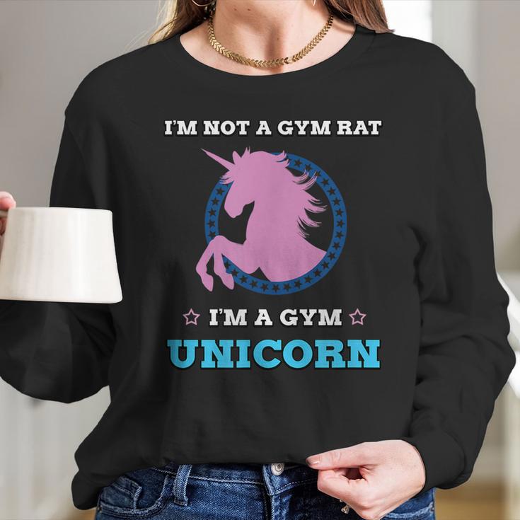 Unicorn Gym Workout Fun Fitness By Zany Brainy Long Sleeve T-Shirt Gifts for Her