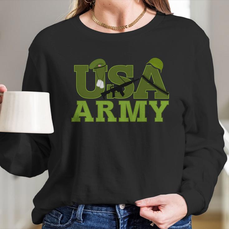 Usa Army Camo Logo Long Sleeve T-Shirt Gifts for Her