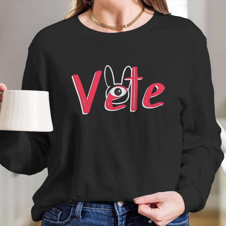 Vete One Eye Trap Bunny Silhouette Bad Doodle Gift Long Sleeve T-Shirt Gifts for Her