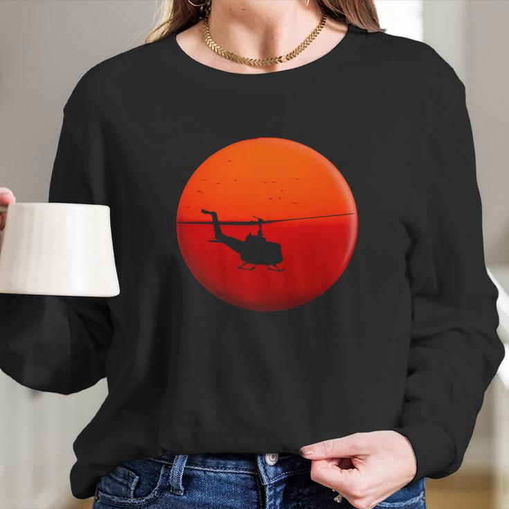 Vietnam Helicopter Sunset Long Sleeve T-Shirt Gifts for Her