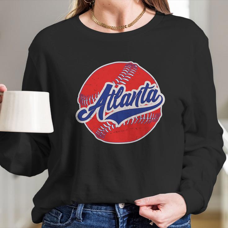 Vintage Atlanta Baseball Sports Logo Long Sleeve T-Shirt Gifts for Her