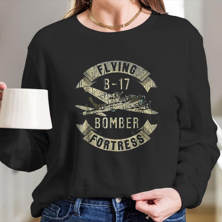 Vintage B17 Bomber Ww2 Plane Aviation Airplane Grunge Long Sleeve T-Shirt Gifts for Her