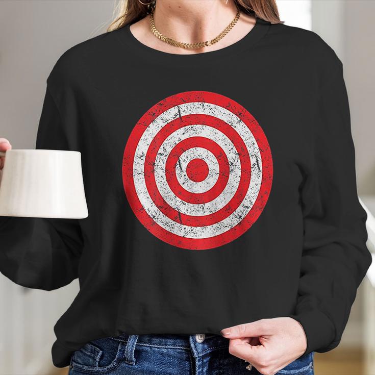 Vintage Bullseye Target Bulls Eye Gift Joke Long Sleeve T-Shirt Gifts for Her