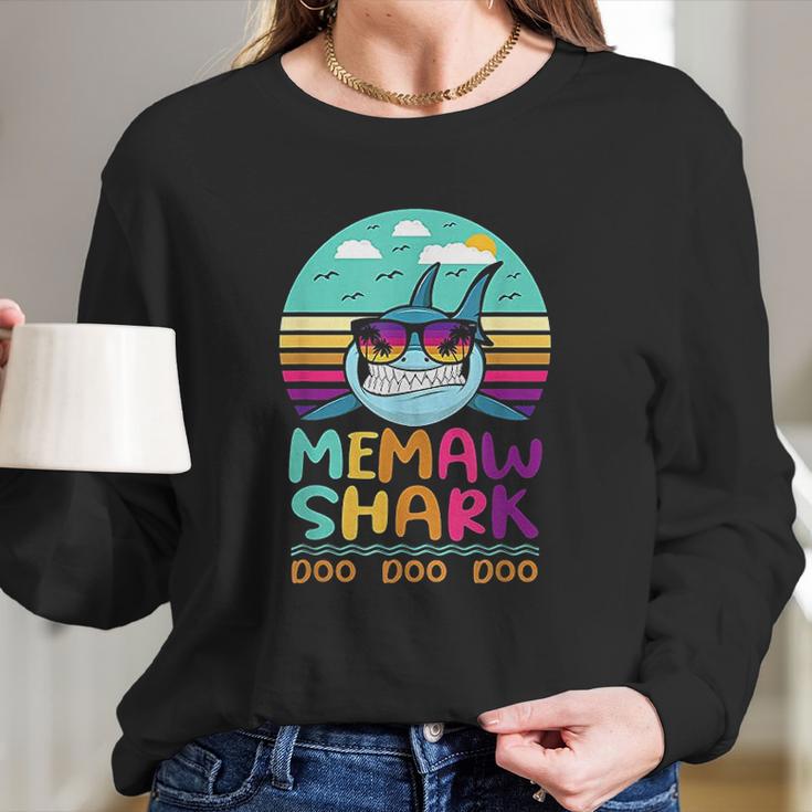 Vintage Memaw Shark Doo Doo Doo Birthday Gifts Long Sleeve T-Shirt Gifts for Her