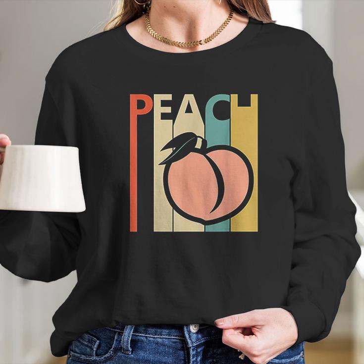 Vintage Peach Peach Fruit Emoji Gift Long Sleeve T-Shirt Gifts for Her