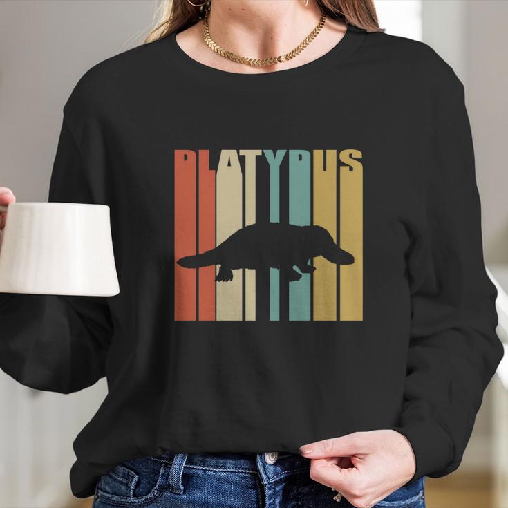 Vintage Retro Platypus Silhouette Long Sleeve T-Shirt Gifts for Her