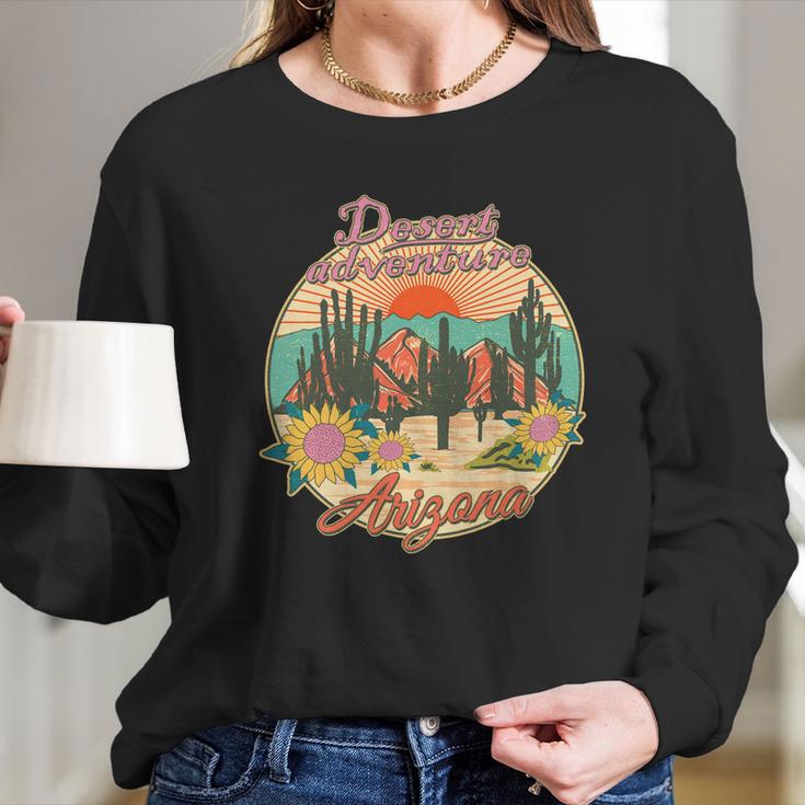 Vintage Retro Travel Arizona Desert Adventure Emblem Long Sleeve T-Shirt Gifts for Her