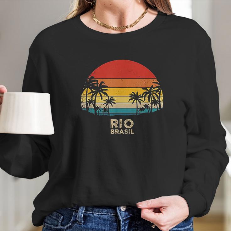 Vintage Rio De Janeiro - Brazil Beach Souvenir Long Sleeve T-Shirt Gifts for Her