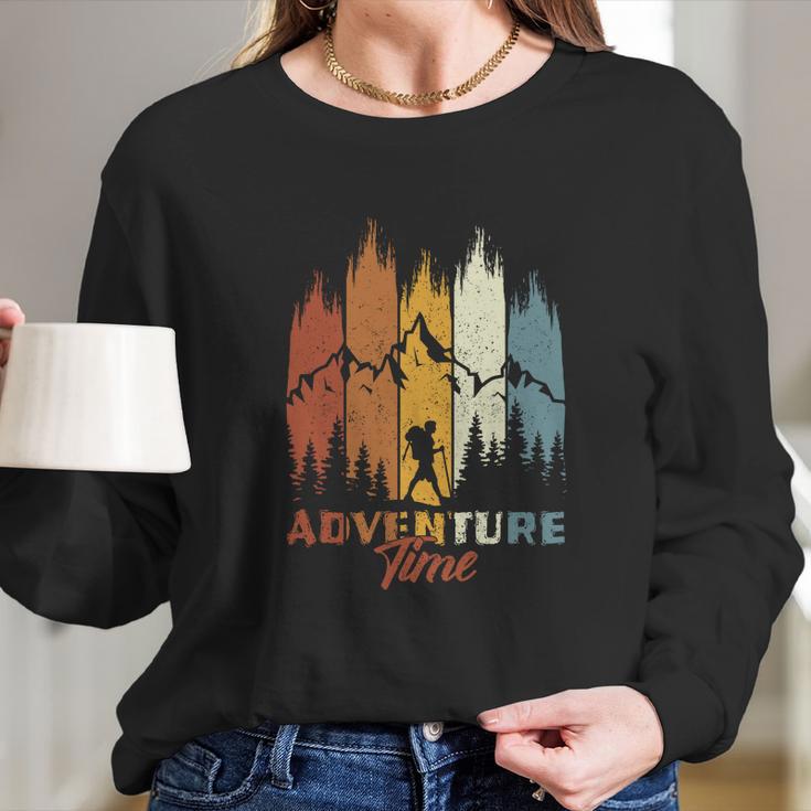 Vintage Style Hiking Camping Adventure Time Long Sleeve T-Shirt Gifts for Her