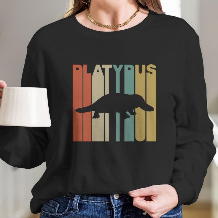 Vintage Style Platypus Silhouette T-Shirt Long Sleeve T-Shirt Gifts for Her