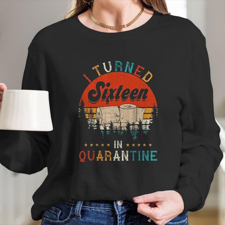 Vintage I Turned Sixteen 16Th Birthday Celebration In Social Distancing Long Sleeve T-Shirt Gifts for Her