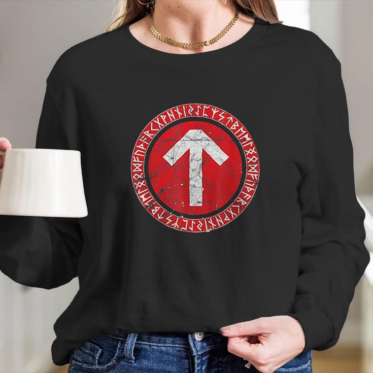 Vintage Viking Tyr Tiwaz Odhin Midgard Norse Germanic Wotan Long Sleeve T-Shirt Gifts for Her