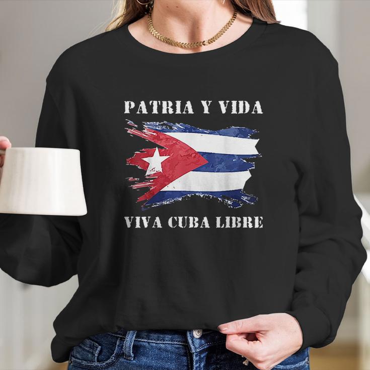 Viva Cuba Libre Patria Y Vida Long Sleeve T-Shirt Gifts for Her