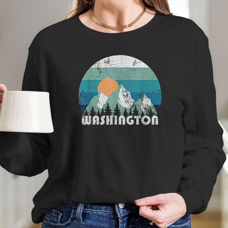 Washington State Retro Vintage Long Sleeve T-Shirt Gifts for Her