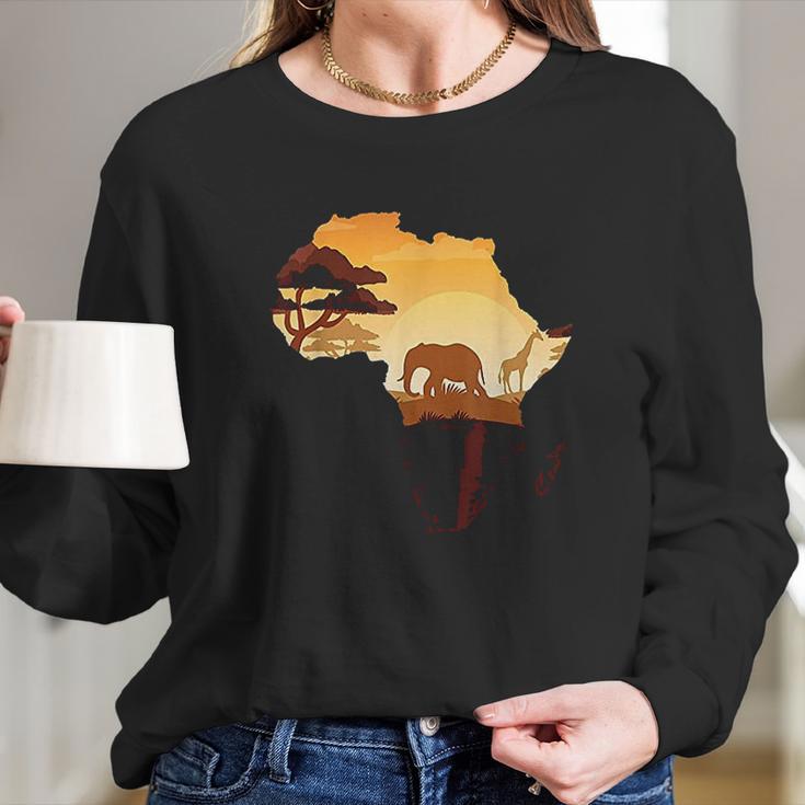 Wildlife Safari Animals Ivory Elephant Long Sleeve T-Shirt Gifts for Her