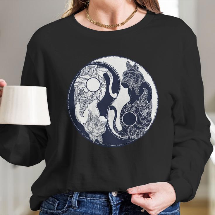 Yin Yang Cat Logo Long Sleeve T-Shirt Gifts for Her