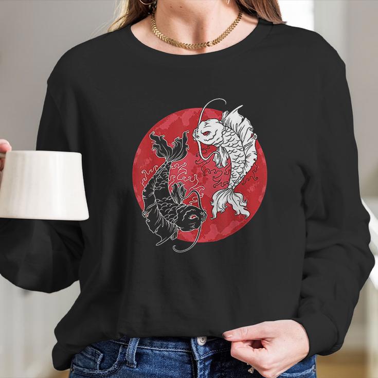 Yin Yang Koi Fish Carp Tai Chi Symbol Japanese Long Sleeve T-Shirt Gifts for Her