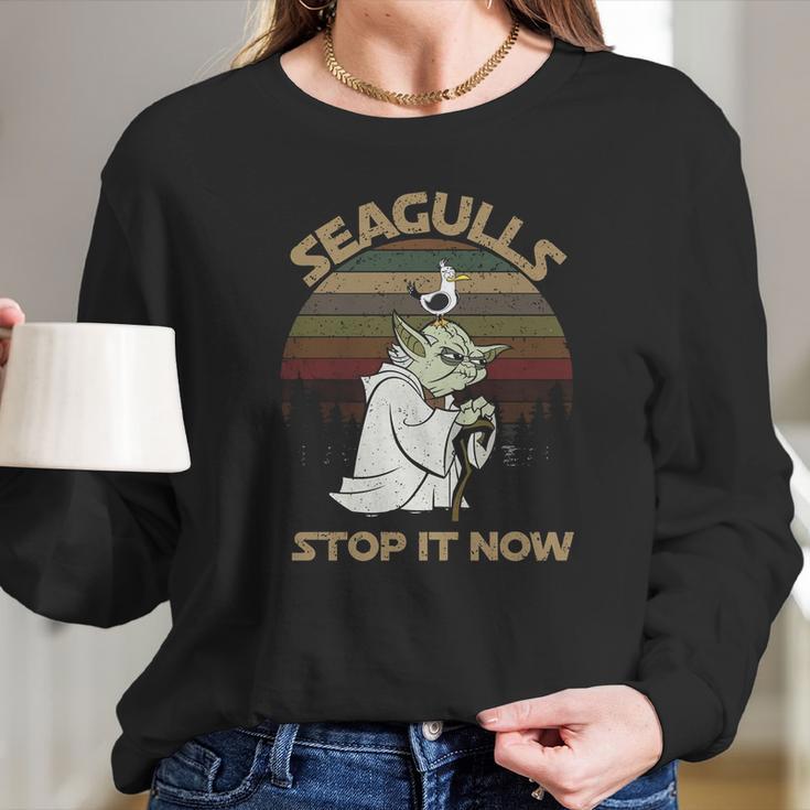 Yoda Seagulls Stop It Now Vintage Shirt Long Sleeve T-Shirt Gifts for Her