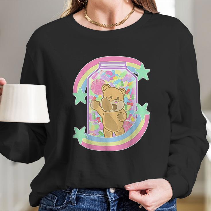 Yume Kawaii Clothing Bear In Candy Jar Pastel Goth Long Sleeve T-Shirt Gifts for Her