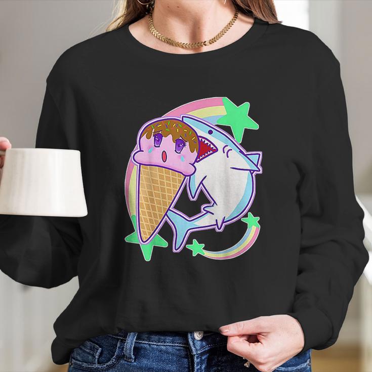 Yume Kawaii Pastel Goth Ice Cream And Shark Fairy Kei Long Sleeve T-Shirt Gifts for Her