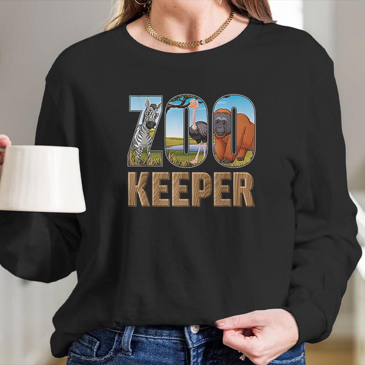 Zookeeper Costume African Savanna Zoo Keeper Animals Lover Long Sleeve T-Shirt Gifts for Her