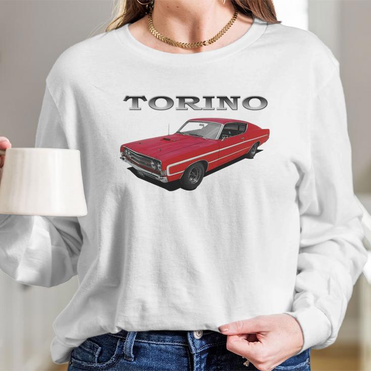 1969 Ford Torino Gt Front Red Long Sleeve T-Shirt Gifts for Her