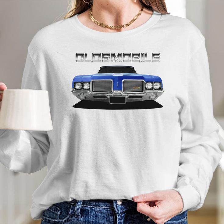 1972 Oldsmobile 442 Front Blue Ii Long Sleeve T-Shirt Gifts for Her