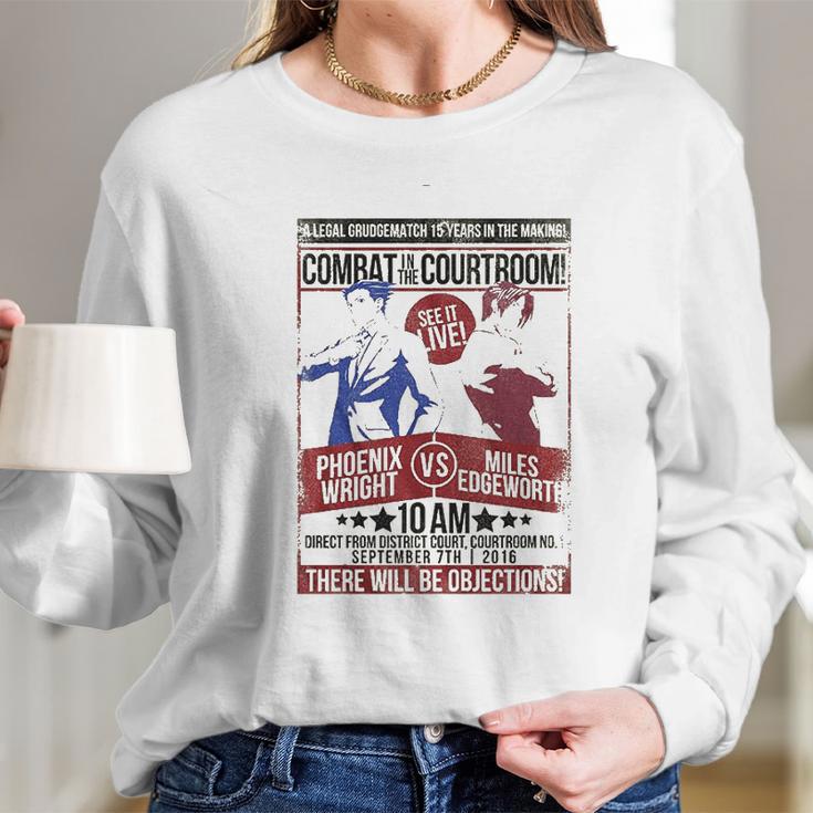 A&E Designs Ace Attorney Phoenix Wright Vs Miles Edgeworth Long Sleeve T-Shirt Gifts for Her