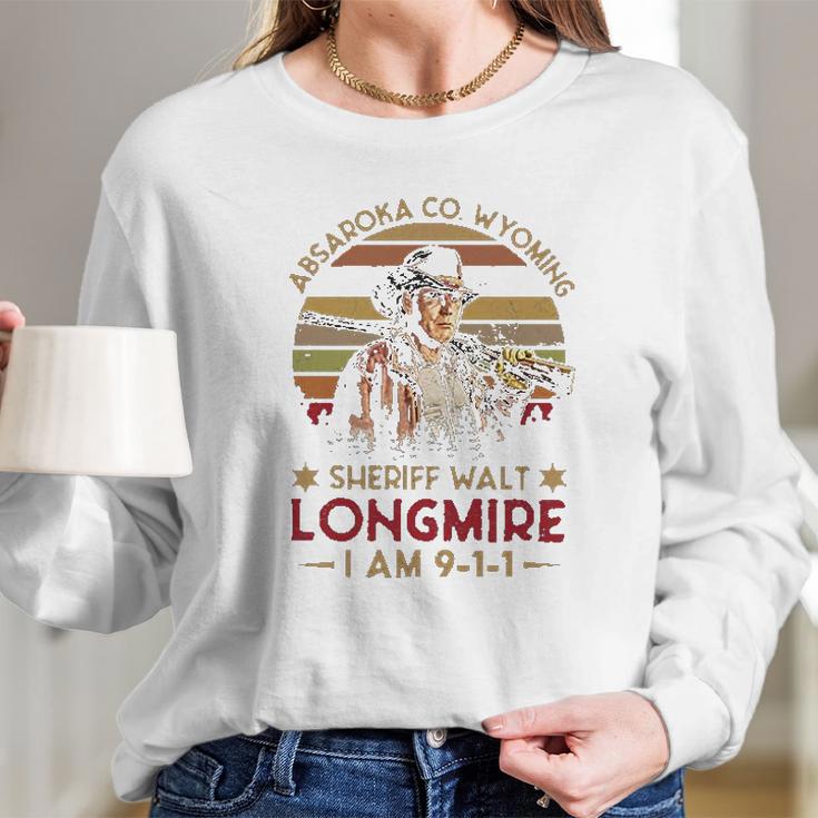 Absaroka Co Wyoming Sheriff Walt Longmire Im 911 Vintage Retro Long Sleeve T-Shirt Gifts for Her