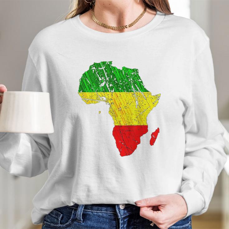 Africa Map Reggae Rasta Long Sleeve T-Shirt Gifts for Her