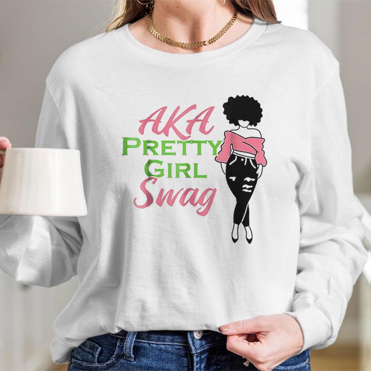 Aka Pretty Girl Swag Alpha Sorority Kappa Pink Gift Long Sleeve T-Shirt Gifts for Her