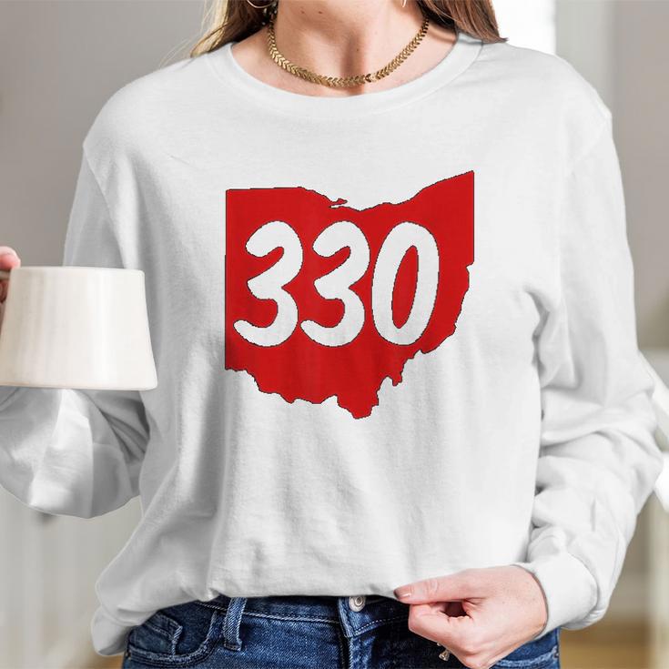 Akron Warren Canton Youngstown Ohio 330 Area Code Long Sleeve T-Shirt Gifts for Her