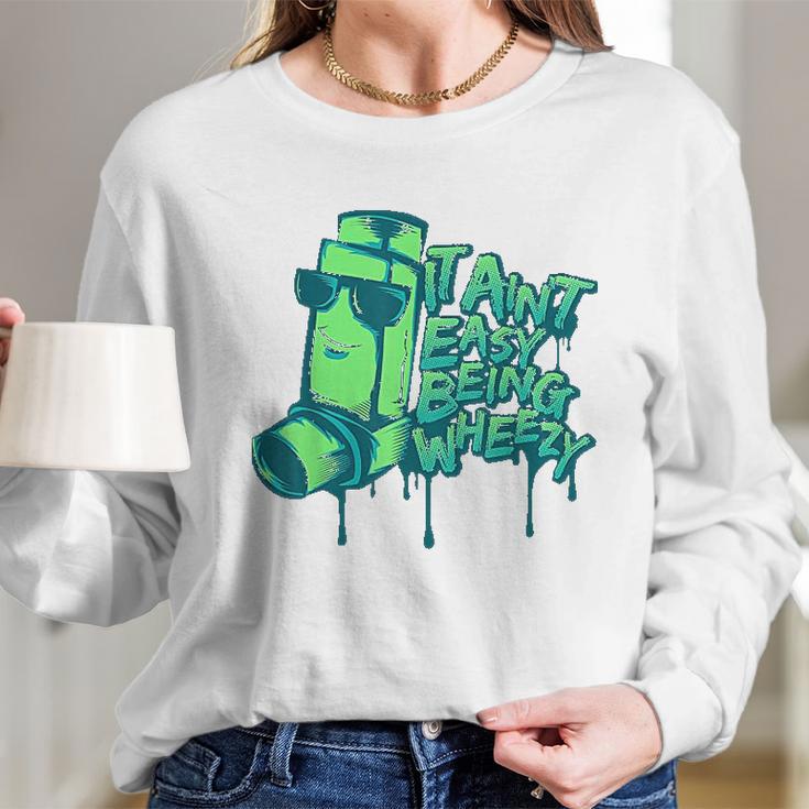 Asthma Attack Inhaler Wheezy Breathing Asthmatic Long Sleeve T-Shirt Gifts for Her