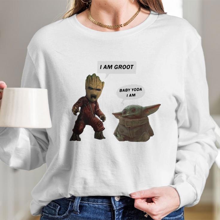 Baby Groot I Am Groot Baby Yoda I Am Long Sleeve T-Shirt Gifts for Her