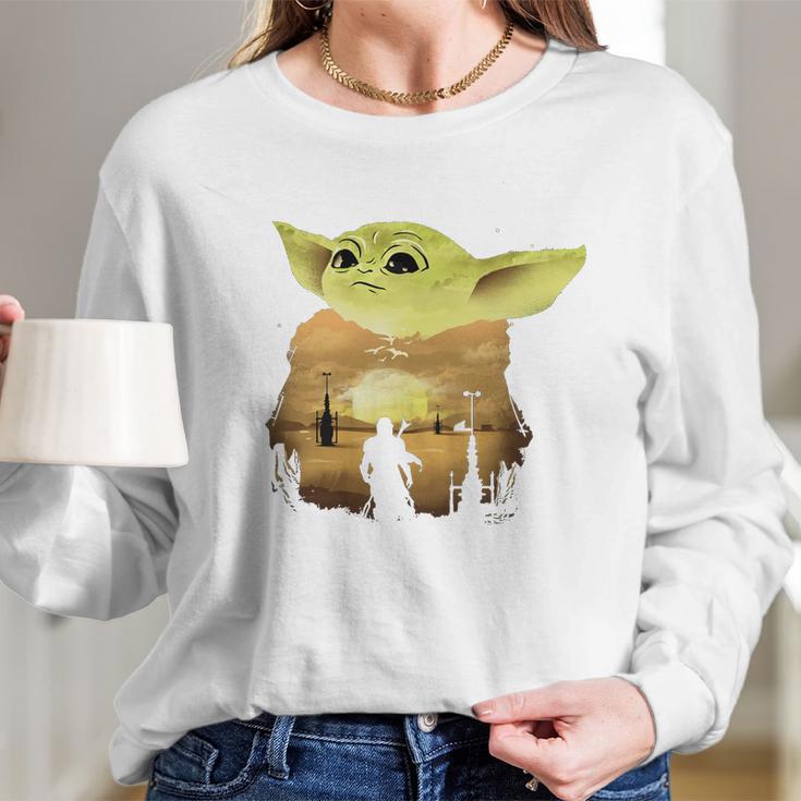 Baby Yoda Sunset Sweater Long Sleeve T-Shirt Gifts for Her