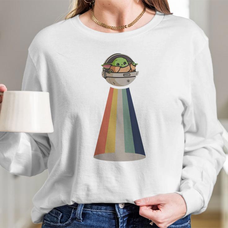 Baby Yoda Ufo Vintage Sweater Long Sleeve T-Shirt Gifts for Her