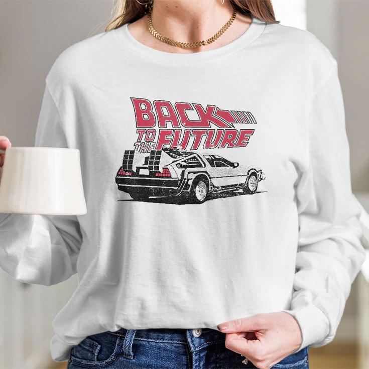 Back To The Future Delorean Graphic Long Sleeve T-Shirt Gifts for Her