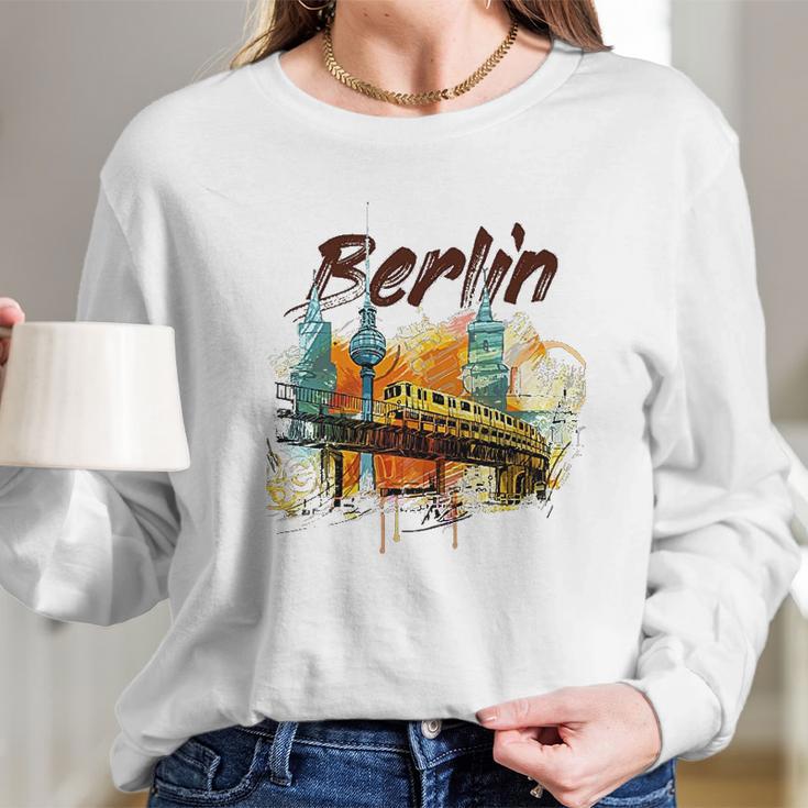 Berlin Landmarks U Bahn Subway Long Sleeve T-Shirt Gifts for Her