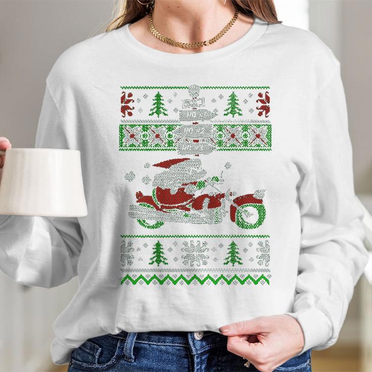 Biker Santa V2 Long Sleeve T-Shirt Gifts for Her