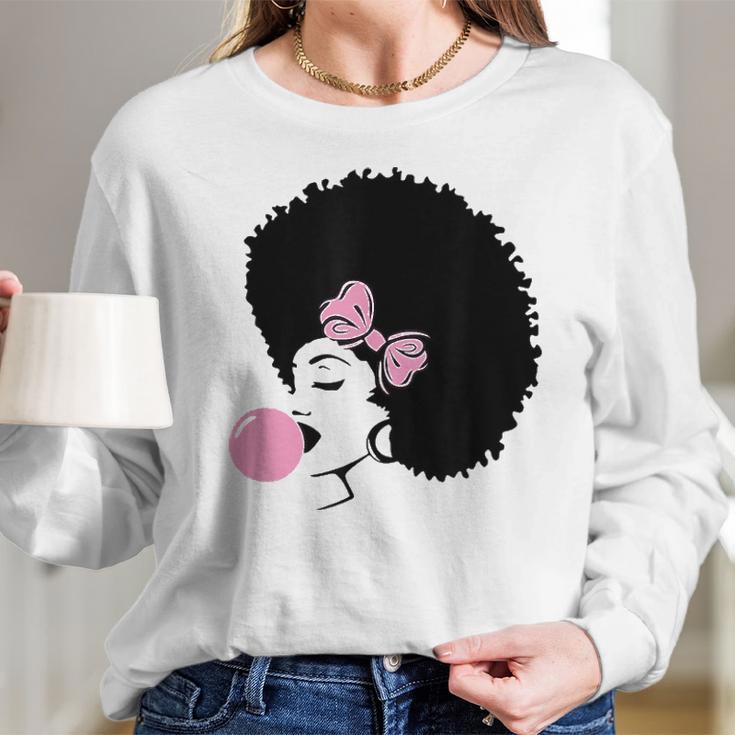 Black Girl With Bubble Gum Long Sleeve T-Shirt Gifts for Her