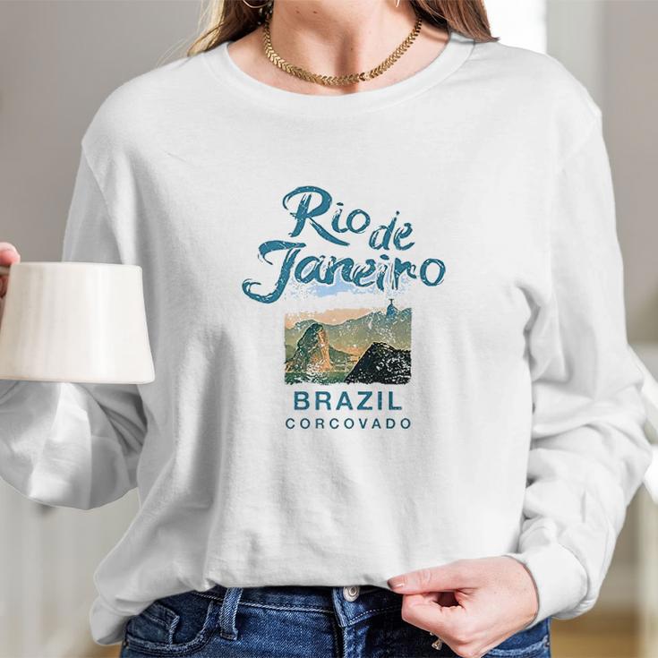 Brazil Rio De Janeiro Corcovado Brazilian Long Sleeve T-Shirt Gifts for Her