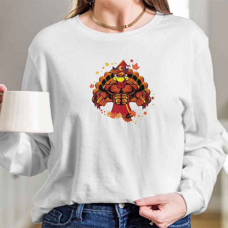 Buff Turkey Bodybuilding Fitness Thanksgiving Gym Long Sleeve T-Shirt Gifts for Her