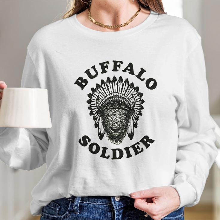 Buffalo Soldier Reggae Music Cool Vintage Bob Rastafarian Lion Marley Graphic Long Sleeve T-Shirt Gifts for Her