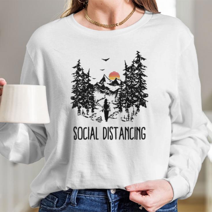 Camping Hiking Outdoors Social Distancing Long Sleeve T-Shirt Gifts for Her