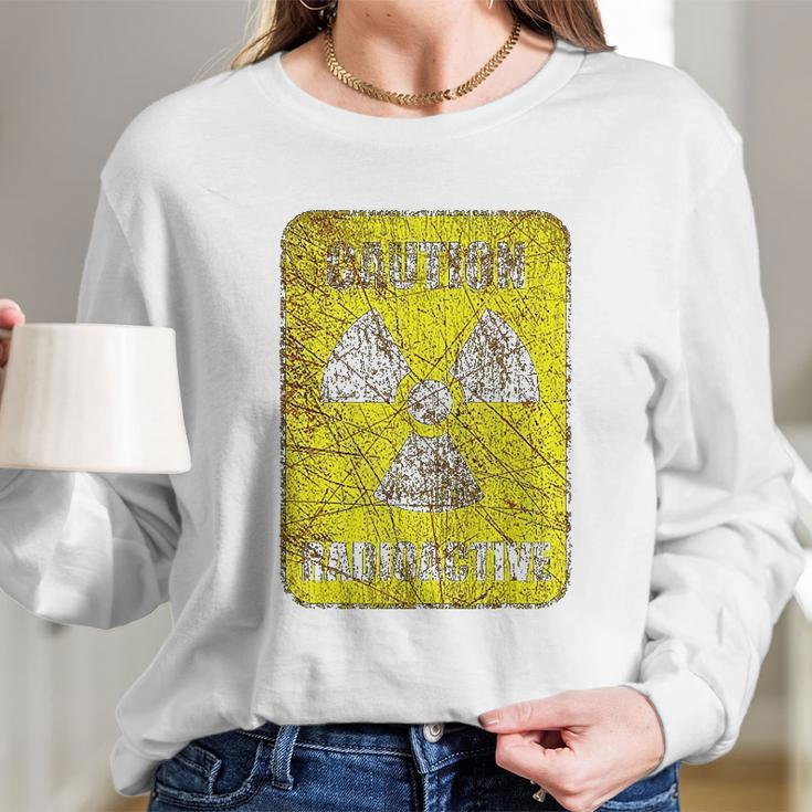 Caution Radioactive Radiation Hazard Nuclear Warning Sign Long Sleeve T-Shirt Gifts for Her