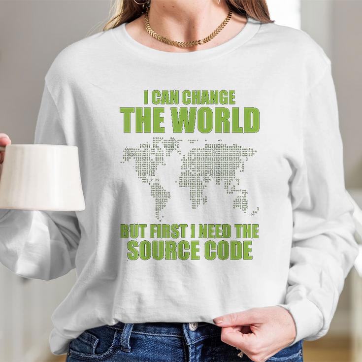 Computer Hacker Funny Source Code Cybersecurity Long Sleeve T-Shirt Gifts for Her