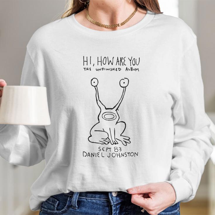 Cool Daniel Johnston Hi How Are You Men White Long Sleeve T-Shirt Gifts for Her