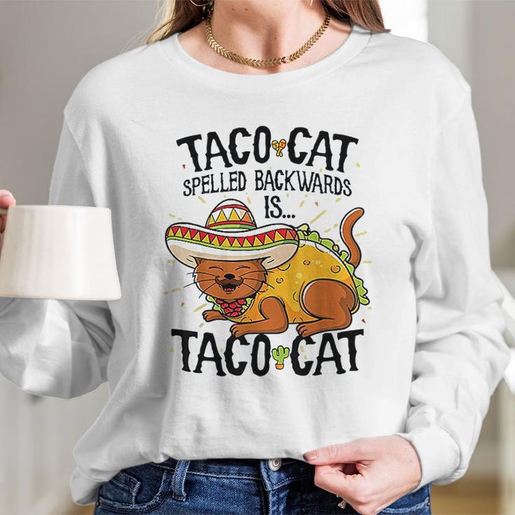 Cute Cat Tacocat Spelled Backwards Is Taco Cat Long Sleeve T-Shirt Gifts for Her